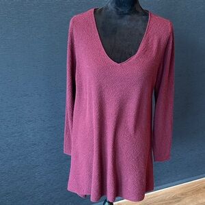 Eileen Fisher Deep Red V-Neck Sweater